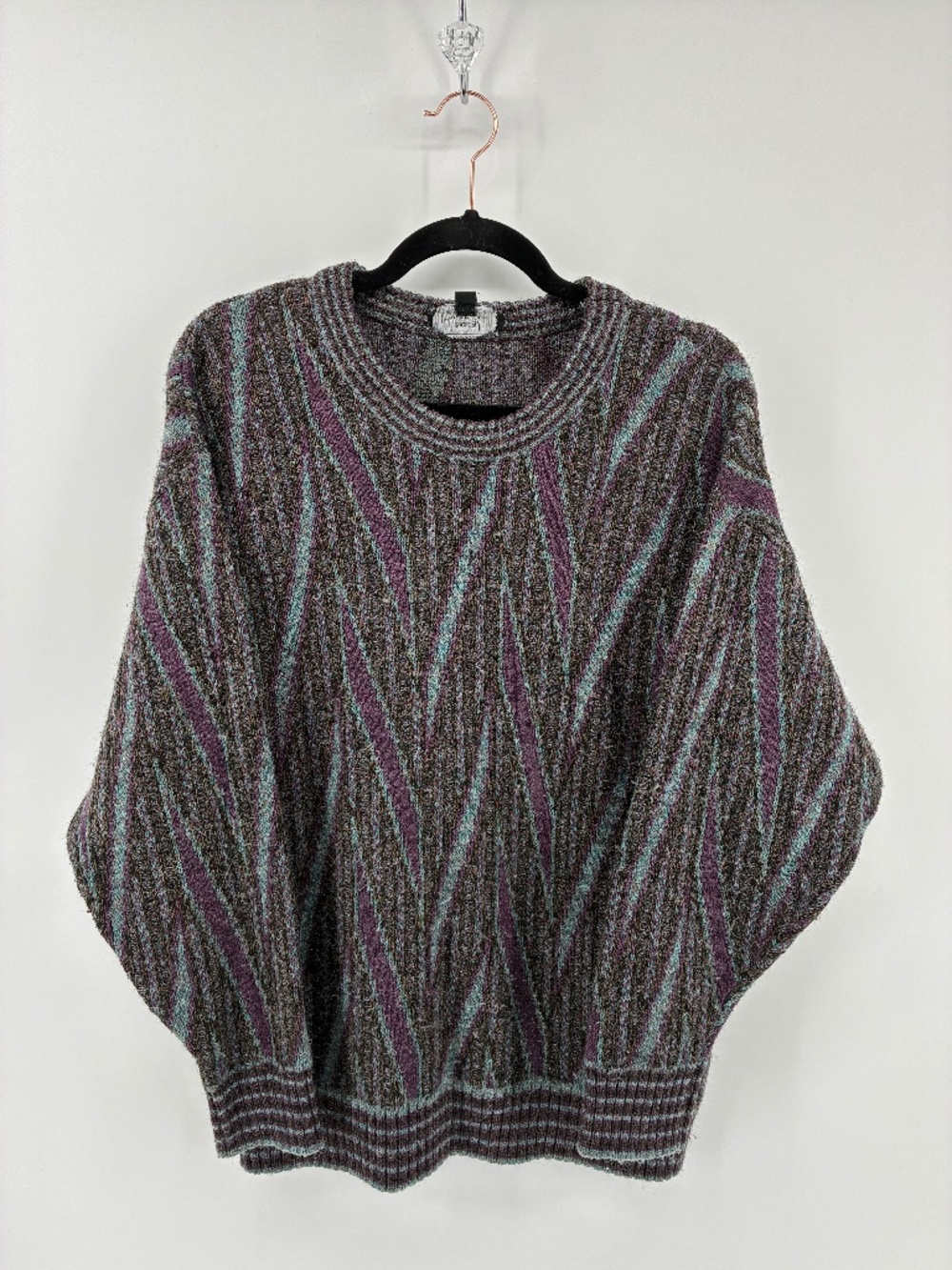 Vintage Sears Men's Purple and Gray Sweater